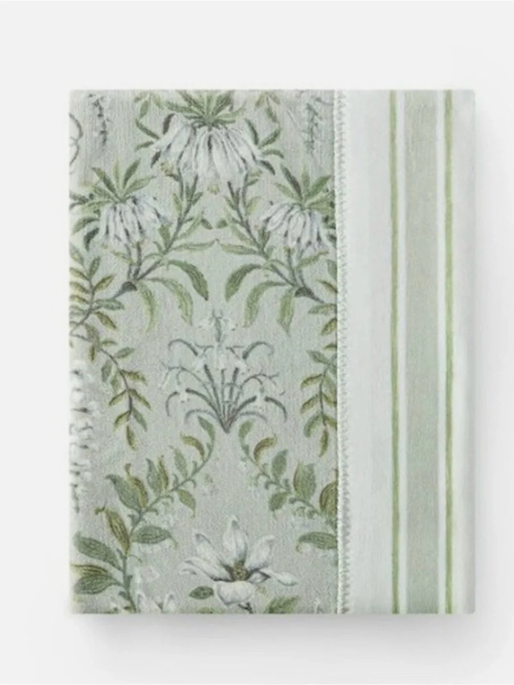 Laura Ashley Green Botanical Stripe Reversible Throw Throw